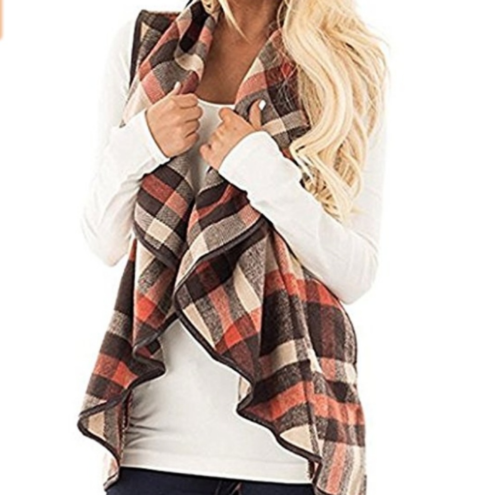 AMBER Plaid Open Front Vest - Picture 4 of 4